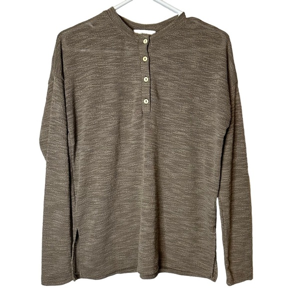 Aritzia Talulah Tan Polyester Rayon Spandex Blend Henley Women’s Small #21236 - Picture 1 of 8